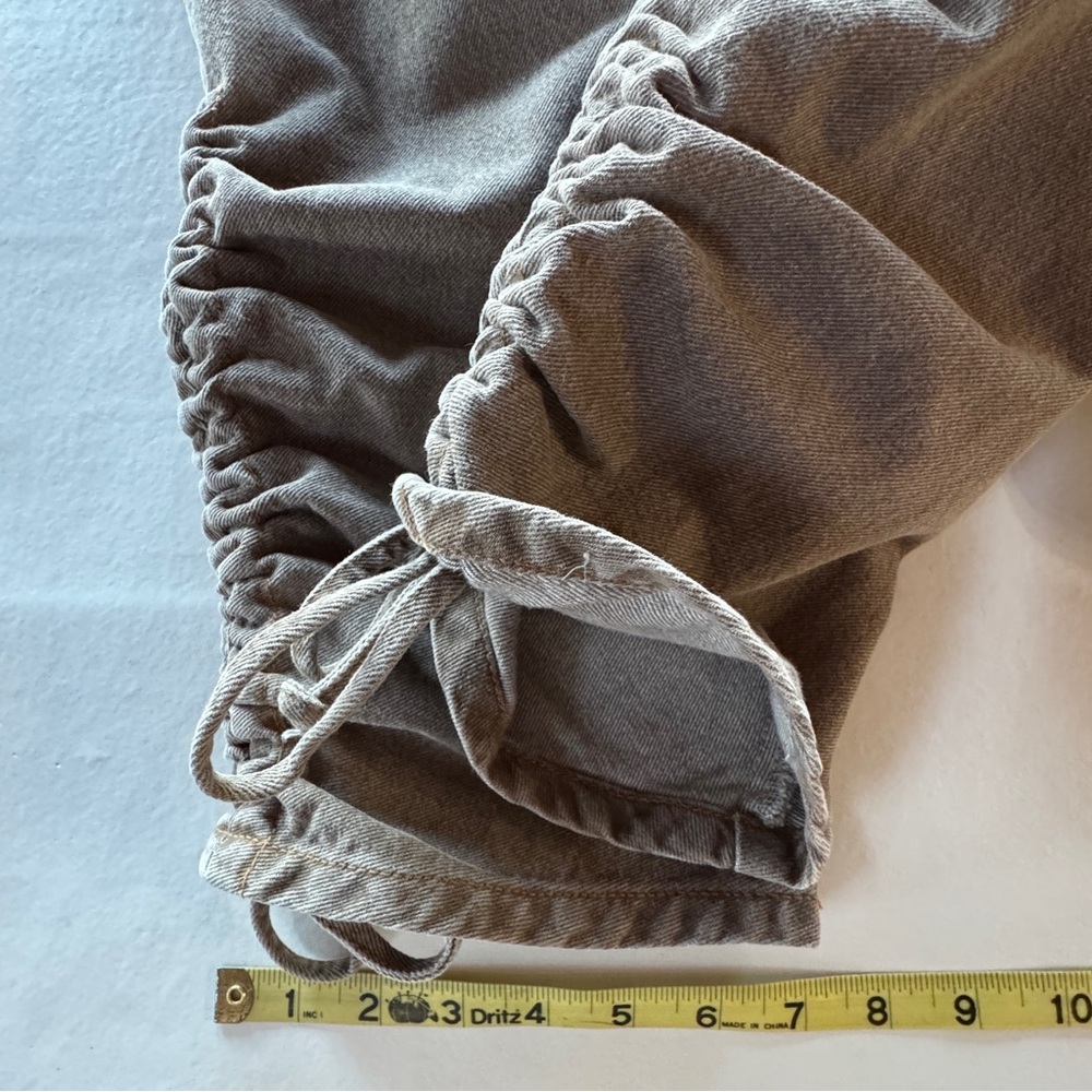 Newport News Taupe Brown Ruched Tapered Leg Denim Jeans (10) - Picture 10 of 16